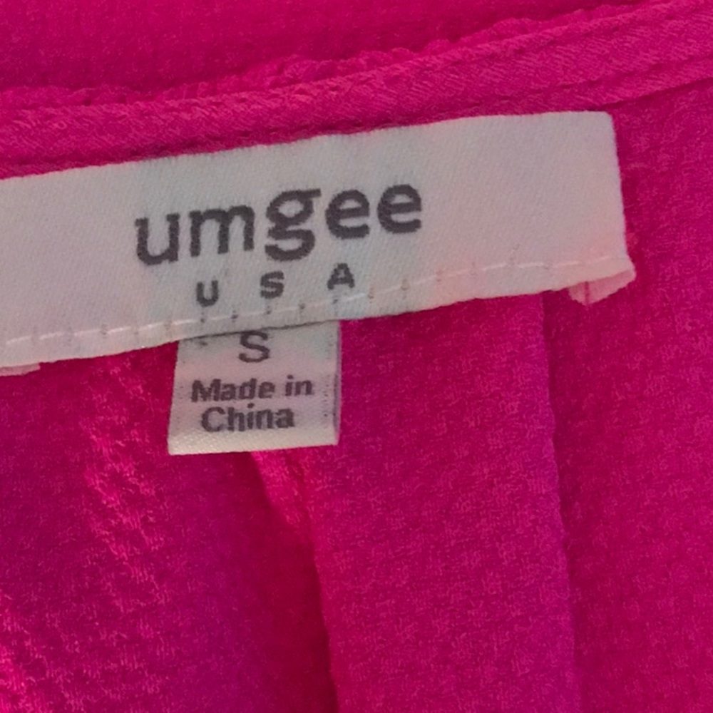 "Vintage Umgee USA hot pink tunic top lace crochet accents hem - Picture 8 of 11